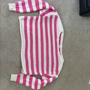 Aerie Pink and White Striped Sweater
